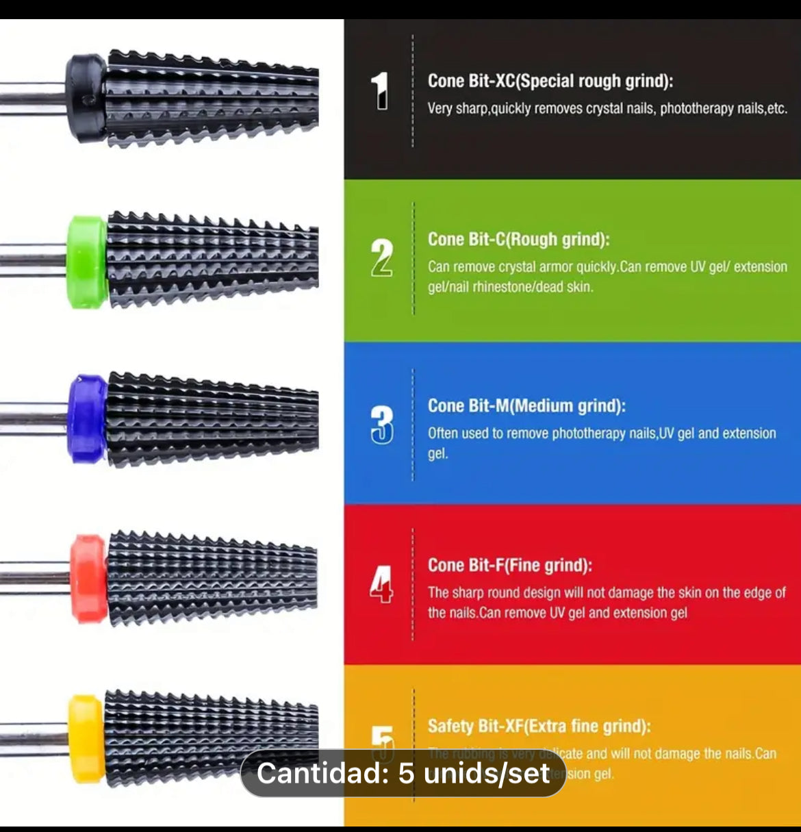 Brocas de Uñas set 5 pcs